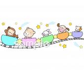 音楽の先生向け動物 壁面 列車無料イラストお試しフリー素材(カット)