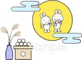 音楽の先生向けお月見無料イラストお試しフリー素材(カット)