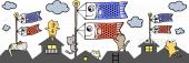 小学校向けこいのぼり 猫無料イラストお試しフリー素材(カット)