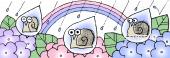 小学校向けあじさい 虹 かたつむり無料イラストお試しフリー素材(カット)