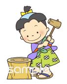 小学校向け餅つき無料イラストお試しフリー素材(カット)