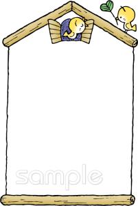 小学校向け4月 小鳥 お知らせ枠無料イラストお試しフリー素材(カット)