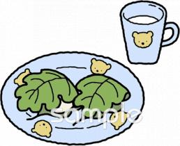 小学校向け柏餅無料イラストお試しフリー素材(カット)