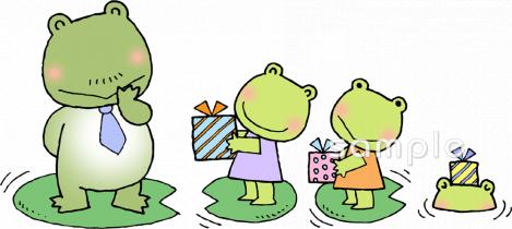 小学校向け父の日 カエル無料イラストお試しフリー素材(カット)