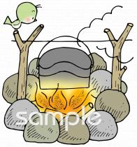 小学校向け飯ごう炊さん無料イラストお試しフリー素材(カット)