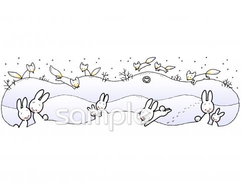 小学校向け動物 雪景色無料イラストお試しフリー素材(カット)