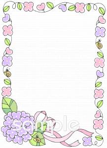 小学校向けメッセージカード 紫陽花無料イラストお試しフリー素材(カット)