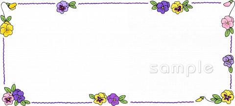 小学校向けパンジー 飾り枠無料イラストお試しフリー素材(カット)