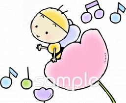 小学校向けチューリップ ミツバチ無料イラストお試しフリー素材(カット)