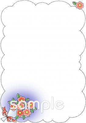 小学校向けツバキ 花のメッセージカード無料イラストお試しフリー素材(カット)