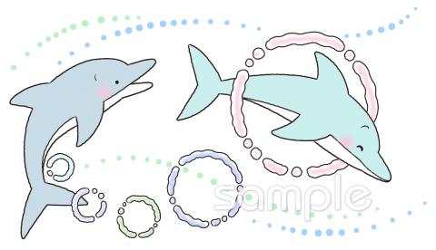 小学校向けイルカ 海無料イラストお試しフリー素材(カット)