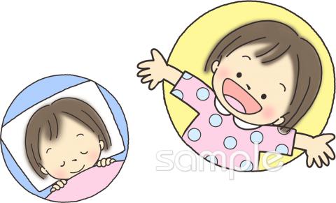 小学校向け早寝早起き 元気無料イラストお試しフリー素材(カット)