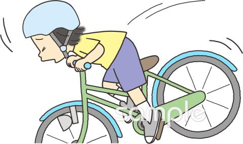 小学校向け自転車 スピードの出しすぎ無料イラストお試しフリー素材(カット)
