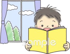 小学校向け声を出して本を読んでみよう無料イラストお試しフリー素材(カット)