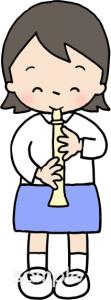 小学校向け女の子 縦笛無料イラストお試しフリー素材(カット)