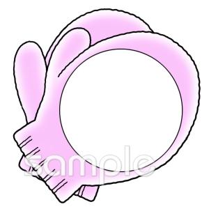 小学校向け文字枠 手袋無料イラストお試しフリー素材(カット)