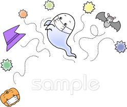 小学校向けマスク ハロウィン無料イラストお試しフリー素材(カット)