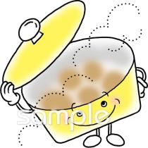 小学校向け鍋 湯気無料イラストお試しフリー素材(カット)