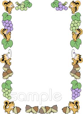 小学校向け飾り枠 リス無料イラストお試しフリー素材(カット)