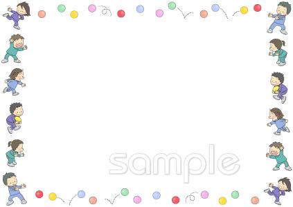 小学校向けドッジボール 枠無料イラストお試しフリー素材(カット)