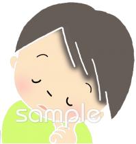 小学校向け考え込む無料イラストお試しフリー素材(カット)