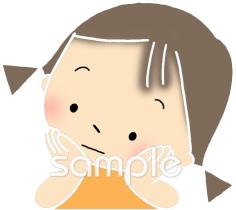 小学校向け頬杖をつく無料イラストお試しフリー素材(カット)