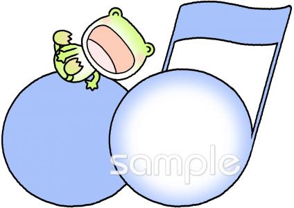 小学校向け音符 カエル無料イラストお試しフリー素材(カット)