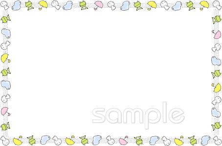 小学校向け雨降り 飾り枠無料イラストお試しフリー素材(カット)