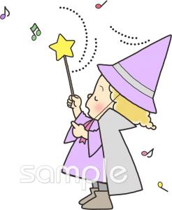 小学校向け魔法使い 音符無料イラストお試しフリー素材(カット)