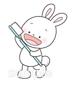 小学校向けウサギ 歯みがき無料イラストお試しフリー素材(カット)