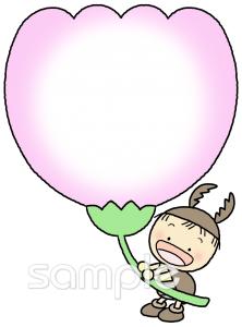 小学校向け文字枠 花と虫無料イラストお試しフリー素材(カット)