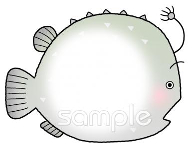 小学校向けチョウチンアンコウ 文字枠無料イラストお試しフリー素材(カット)