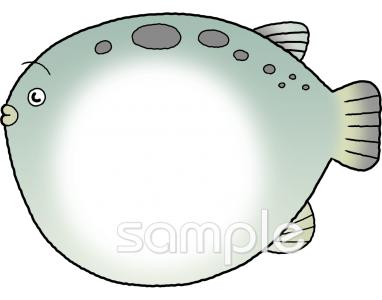 小学校向け文字枠 フグ無料イラストお試しフリー素材(カット)