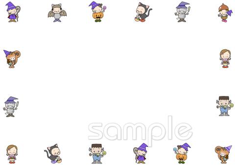 小学校向けハロウィン 飾り枠無料イラストお試しフリー素材(カット)