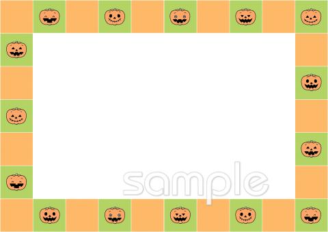 小学校向け飾り枠 カボチャ無料イラストお試しフリー素材(カット)