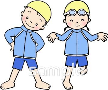 小学校向け水泳 ラッシュガード無料イラストお試しフリー素材(カット)