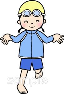 小学校向け水泳 ラッシュガード無料イラストお試しフリー素材(カット)