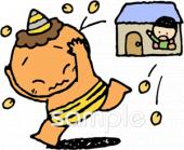 小学校向け鬼 逃げる無料イラストお試しフリー素材(カット)