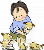 小学校向け子犬 子ども無料イラストお試しフリー素材(カット)