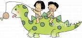 小学校向け恐竜 原始人無料イラストお試しフリー素材(カット)