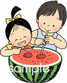 小学校向けスイカ無料イラストお試しフリー素材(カット)