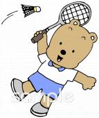 小学校向けバドミントン 打つ無料イラストお試しフリー素材(カット)