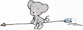 小学校向けネズミ 矢印無料イラストお試しフリー素材(カット)