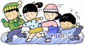 小学校向けスケート 友達無料イラストお試しフリー素材(カット)