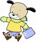 小学校向け冬服 通学無料イラストお試しフリー素材(カット)