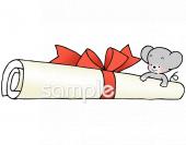 小学校向け卒業証書 リボン無料イラストお試しフリー素材(カット)