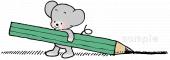 小学校向けネズミ 鉛筆無料イラストお試しフリー素材(カット)