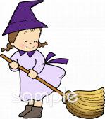 小学校向け魔女 ほうき 掃除無料イラストお試しフリー素材(カット)