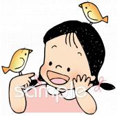 小学校向け小鳥 女の子無料イラストお試しフリー素材(カット)