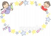 小学校向け飾り枠 七夕無料イラストお試しフリー素材(カット)